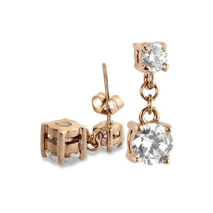 2 CZ Rose Gold Earrings (SS) Shuzi