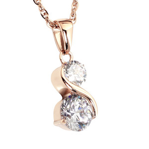 Solitaire 2CZ Pendant Rose Gold (SS) Shuzi