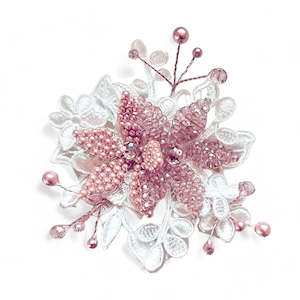 Clothing accessory: The Isadora Girls Lace and Pearl Flower Clip