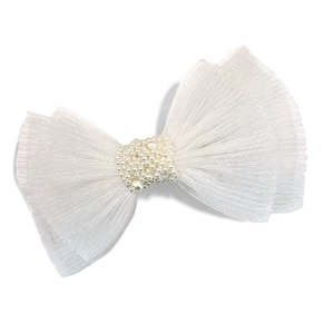 Clothing accessory: The Cassia Tulle and Pearl Bow Clip