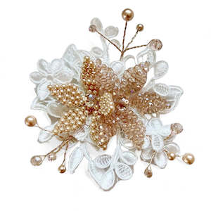 Clothing accessory: The Isadora Girls Lace and Pearl Hair Clip