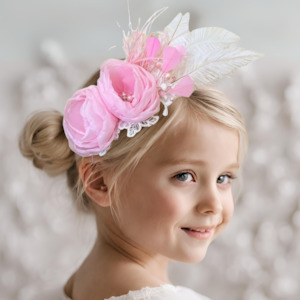 Clothing accessory: The Garden of Roses Girls Fascinator Headband