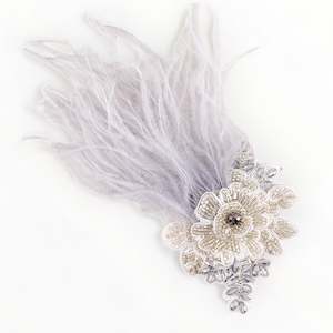 Designer Lotus Silver Feather Hair Clip