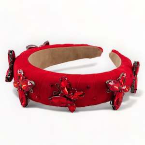 The Bella Butterfly Red Padded Headband