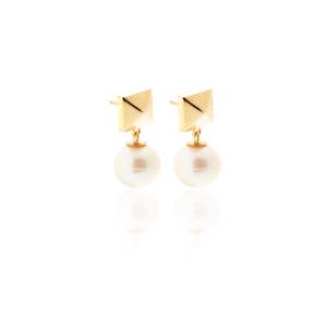 Athena Pearl Drop Earrings / Sample / Gold + Pearl