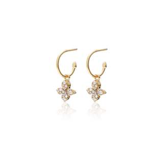 Earrings: Flora / Hoop Earrings / Clear + Gold