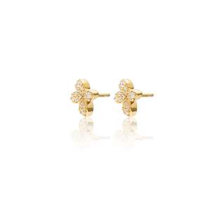 Flora / Stud Earrings / Clear + Gold