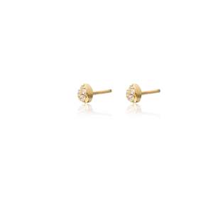 Petite Petal / Stud Earrings / Clear + Gold