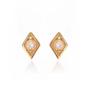 Superfine / Earrings / Keepsake Studs / Rose Quartz + Gold