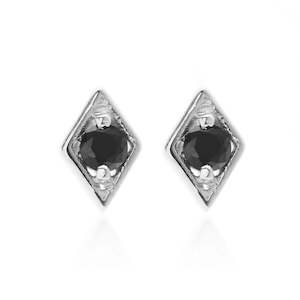 Superfine / Earrings / Keepsake Studs / Black Spinel + Silver