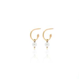 Superfine / Mini Pearl / Hoop Earrings / Pearl + Gold