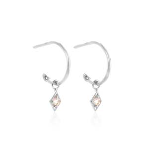 Superfine: Superfine / Earrings / Keepsake Hoop / Rose Quartz + Silver