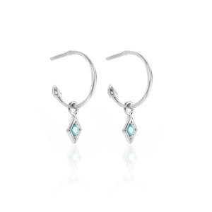 Superfine / Earrings / Keepsake Hoop / Blue Topaz + Silver