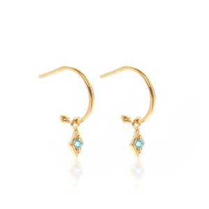 Superfine / Earrings / Keepsake Hoop / Blue Topaz + Gold