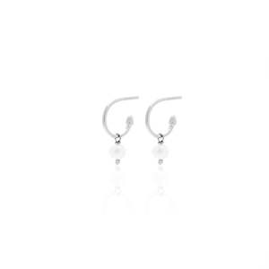 Superfine / Mini Pearl / Hoop Earrings / Pearl + Silver