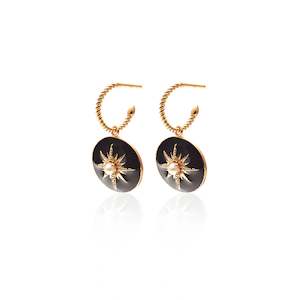 Noire / Hoops / Black Enamel + Gold