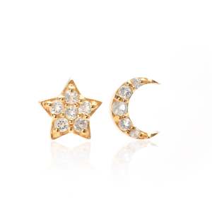 Superfine / Earrings / Celestial / White Topaz + Gold