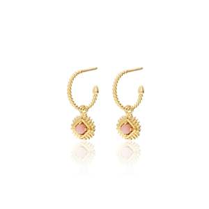 Pearls: Petite Pink Opal / Hoop Earrings / Gold