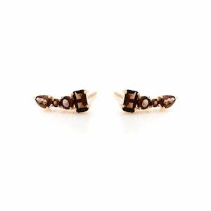 Theia / Ear Climbers / Smokey Quartz + Gold