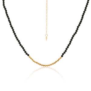 Party At The Front / Necklace  / Black Onyx + Gold