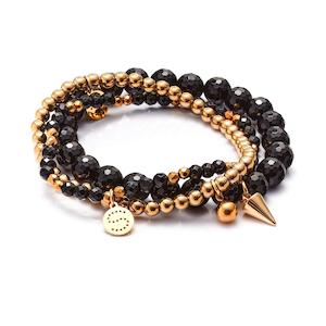 Charme / Bracelet Trio / Black Onyx + Gold