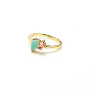 Bloom / Ring / Amazonite, Rose Quartz, Pink Opal + Gold