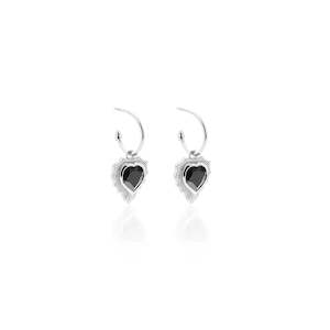 Statement Earrings: Amour / Hoop Earrings / Black Spinel + Silver