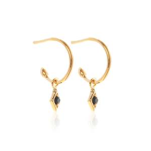 Superfine / Earrings / Keepsake Hoop / Black Spinel + Gold