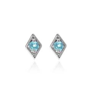 Superfine / Earrings / Keepsake Studs / Blue Topaz + Silver