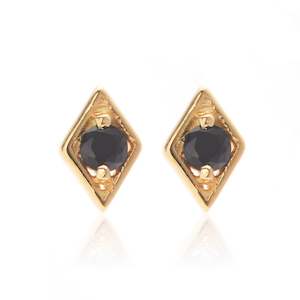 Superfine / Earrings / Keepsake Studs / Black Spinel + Gold