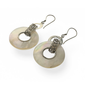 Filigree .925 Sterling Silver and Round Mother Of Pearl