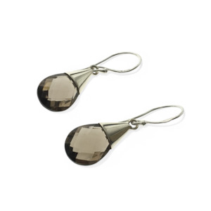 Smoky Quartz and .925 Silver Drop Earrings