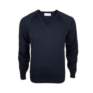 Extrafine Merino Classic Fit Vee - Dark Navy