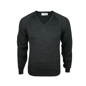 Extrafine Merino Classic Fit Vee - Charcoal