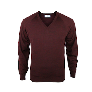 Extrafine Merino Classic Fit Vee - Plum