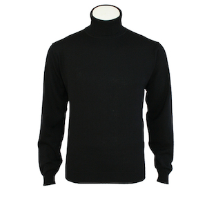 Male and female clothing manufacturing - similar quantities of each: Extrafine Merino Classic Fit Roll Neck - Black