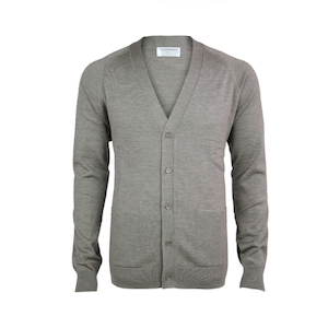 Male and female clothing manufacturing - similar quantities of each: Extrafine Merino Classic Fit Cardigan - Suede