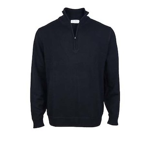 Male and female clothing manufacturing - similar quantities of each: Pure Wool 1/4 Zip - Dark Navy