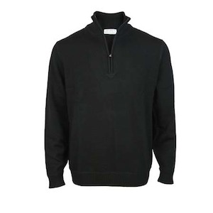 Male and female clothing manufacturing - similar quantities of each: Pure Wool 1/4 Zip - Black