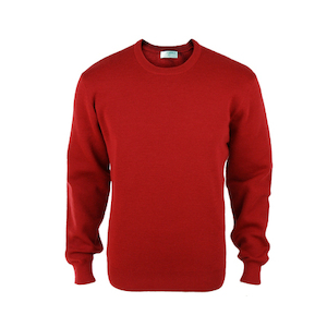 Male and female clothing manufacturing - similar quantities of each: Pure Wool Mid-Weight Crew - Red