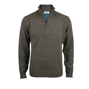 1/4 Zip Pullover with Rib Detail. Chestnut