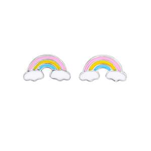 Rainbow Enamel Studs - Silver