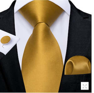 Simon.Von Yellow Novelty Men's Tie Pocket Square Cufflinks Set - N-5719