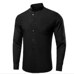 Black Solid Men's Long Sleeve Dress Shirt-CY-1308