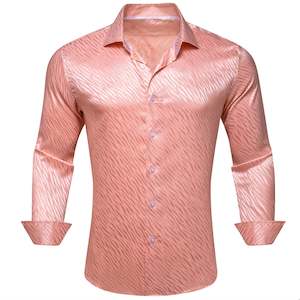 Simon.Von Light Red Ripple Silk Men's Shirt-CY-0677