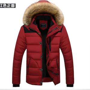 Red Mens Hooded Down Coat Winter Warm Ultra Light Down Jacket