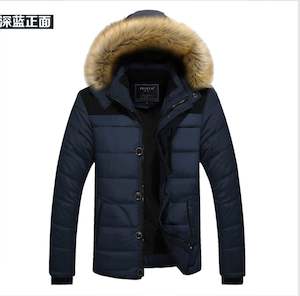 Blue Mens Hooded Down Coat Winter Warm Ultra Light Down Jacket