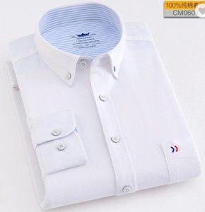 White  High -Quality Business and Casual shirt  Cotton Long sleeve