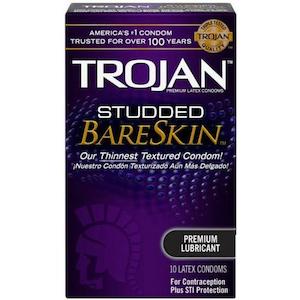 Trojan Studded Bare Skin Condoms 10 Pack