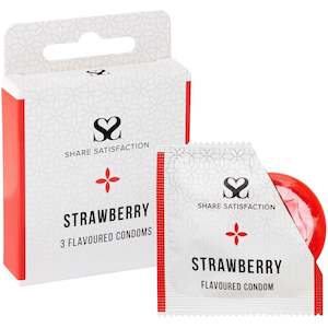 Share Satisfaction Flavoured Condoms Strawberry 3 Pack